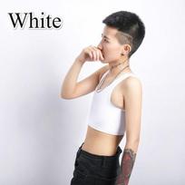 Lesbiečių sportinė apranga krūtinės rišiklis Trans Crop Top plokščias krūtų rišiklis Les Corset Stretch kūno formavimo sagtis Tomboy liemenėlė XXXXXL balta