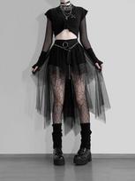 AltGoth Harajuku gotikos tinklinis sijonas moterims Cyberpunk Y2k E-girl sijonas aukštu juosmeniu, netaisyklingas sijonas Emo Alternatyvus Indie Clubwear moteriškas S juoda