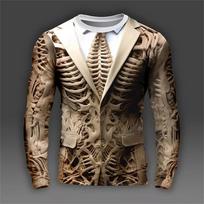3D Print Skeleton Skulls Pattern Marškinėliai Vyriški ilgomis rankovėmis Laisvalaikio madingi marškinėliai Viršutiniai megztiniai Kvėpuojantys gatvės drabužiai Laisvi marškinėliai XL