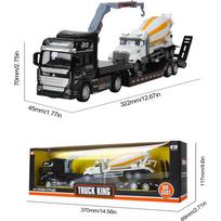 1/50 metalinių žaislinių automobilių puspriekabės sunkvežimis su mini cemento maišytuvo priekaba, lydinio žaislinių transporto priemonių žaidimų rinkiniai vaikams Kalėdų gimtadienio dovana 1/50-Size:33*7*5cm juoda