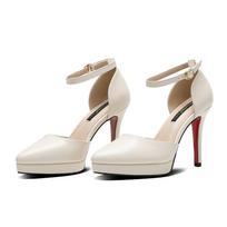 Moterims 10 cm aukštakulniai 2 cm platformos bateliai basutės Lady Stiletto ploni kulniukai Naktinio klubo Stripper raudonas dugnas Mados šou dirželių batai 36