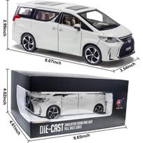 1/24 mastelio metalinis modelis Lexus LM300 žaislinis automobilis, modelis su garsu ir šviesa, modelis su garsu ir šviesa vaikams nuo 3 metų 1/24-Size:20.5*9*7.5cm balta