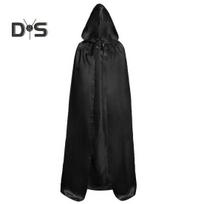 Helovino kyšulys su juodu gobtuvu Viduramžių burtininko chalatas Cosplay kostiumas suaugusiems vaikams Helovino pasirodymo apsiaustas 110 cm juoda