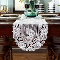 Lace Table Runner Prabangus Baltas Vestuvių Vietos Stalai Bėgikas Namų Stalo siuvinėjimas Tuščiaviduriai Romantiški Stalo uždangalas Stalo kilimėlio apdaila 30*45cm 2pcs