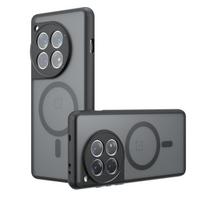 OnePlus 12 12R dėklas, matinė, apsaugantis nuo pirštų antspaudų, atsparus smūgiams, TPU, magnetinis, apsaugantis nuo kritimo, nepageltonuojantis, galinis dangtelis For OnePlus 12 skaidri juoda spalva