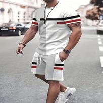 Vasaros paplūdimio šortų kostiumas 3D laisvalaikio vyrų marškinėlių kostiumas sportinis drabužis vyriškas trumpomis rankovėmis šortų kostiumas Vyriškas marškinėliai kvėpuojantis kostiumas S