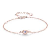 KALETINE Laimės blogos akies apyrankė 925 svarų sterlingų sidabro apyrankės moterims mėlynas akmuo CZ Turkija reguliuojama vyriškiki papuošalai KLTB099 Adjustable to 20CM