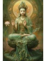 Spalvota Budos statula Guanyin Pasidaryk pats Siuvinėjimas Pilnas Kvadratinis/Apvalus Deimantas 5d Kryželiu Siuvinėjimas Mozaika Budistinė Koncepcija Lotosas Full Round 20x40CM