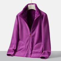 Fleece striukė moterims, dvipusė, gali būti dėvima rudenį ir žiemą, sutirštinta, dvipusis flisas, poliarinio fliso striukė XL violetinė