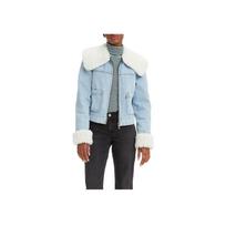 Levis Suplėšyta apykakle Negabaritinė kišenė Vienspalvis džinsinis švarkas Moteriški švarkai Mėlynas A3487-0002 M