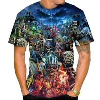 Gyvi Mirusieji 3D Spausdintas Marškinėlis Rokas Apvali Kaklo Iškirptė Trumpomis Rankovėmis Heavy Metal Mada Kasdienis Vyriškas Unisex Viršus 6XL