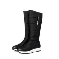 Krazing Pot Cow Skin Down Tarpaulin Winter Shoes Med Heels Size 44 Wedges Super Size Snow Boots Round Toe Keep Warm Zipper Thigh High Boots 34 juoda
