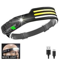 USB Įkraunamas Galvos Žibintas Indukcinis Galvos Žibintas COB LED Jutiklinis Galvos Žibintas Įmontuotas Akumuliatorius Žibintuvėlis 5 Apšvietimo Režimai Galvos Žibintas 3-White