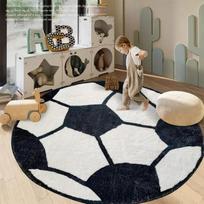 Futbolo kilimėlis Minkštas ir patogus sporto tematikos apvalios zonos kilimėliai Miegamojo Svetainės kilimas, Futbolo teminis kambarys vaikams miegamasis 40x40cm
