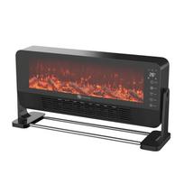 Sieninis elektrinis židinio šildytuvas su imituojamomis liepsnomis staliniam ir mažoms erdvėms US standard 110V, remote control touch brown