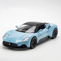 1/24 Maserati MC20 lydinio sportinio automobilio modelio automobilis, liejamas metalinis aukštos simuliacijos kolekcijos sūpynės su garsu ir šviesa, atitraukiamas žaislinis automobilis, dovana vaikams mėlyna