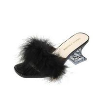 Maogu šlepetės Plunksninės PVC Skaidrios Aukštakulnės Kailinės Basutės Atviru Pirštu Stiletto Kulnas Moteriškos Šlepetės Moteriai Vasaros Naujos Mules 41 36