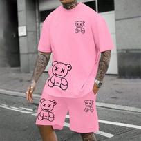2025 Mielas Lokas Harajuku Marškinėliai Vyriški Vasariniai Laisvi Kasdieniniai Poros Kostiumas Lauko Gatvės Trumpomis Rankovėmis Šortai Dviejų Dalių Vyriškas Vasaros Kostiumas S