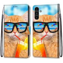 Prabangus dažytos odos dėklas-piniginė knygos stiliaus apsauginis viršelis Samsung Galaxy A36 A26 A16 A55 A35 A24 A25 A15 A05S A05 A51 A52 A53 A42 A12 A22 A23 Samsung M13 5G/A04 4G