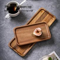 Japoniškas akacijos medžio padėklas: Universalūs indai virtuvei, vaisiams, arbatos puodeliui ir kt. TP01 Rectangular Tray - Small beige