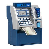 Vaikų bankomatas taupyklė žaislas su kortele elektroninis grynųjų pinigų monetų taupymo bankas edukacinis mėlyna