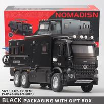 1:24 „Mercedes Benz“ kemperio RV namelio ant ratų žaislinis automobilio modelis, lietaus metalo laužo sunkvežimio žaislinis automobilio modelis su garsu ir šviesa, tinkantis vaikams, berniukams ir mergaitėms juoda