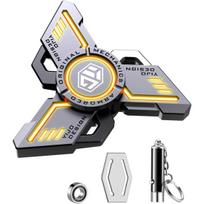 Fidget suktukai šaunūs, stresą, nerimą, ADHD malšinantys figet žaislai, šviečiantis fidget suktukas, metalinis pirštų rankų suktukas žaislas su švytinčia šviesa 7*7*1.49cm oranžinė