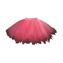 Moterų tiulinis sijonas 50-ųjų Tutu apatinis sijonas Elastingas juosmuo Trumpas baleto crinoline apatinis sijonas arbūzo raudonos spalvos
