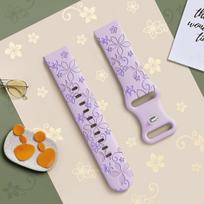 Universal 20mm Bauhinia Silicone Watch Strap-Double Color Soft Silicone Band Sports Hard-Wearing Laser Carved Flower for Samsung Watch Huawei Watch 20mm
