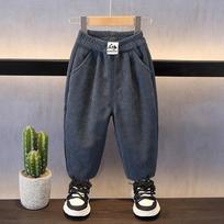 Vaikiškos aksominės velveto žieminės kelnės - unisex šiltos korėjietiško stiliaus kelnės 160cm