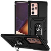Skirta Samsung Galaxy Note 20 Ultra 5G dėklas su slankiojančiu kameros objektyvo dangteliu Dėklas Samsung Note20 Note20Ultra Šarvuotas su stoveliu Galinis dangtelis For Galaxy Note 20 juoda