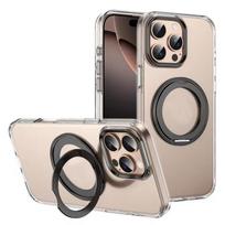 360° Metalinis žiedinis stovas skaidrus magnetinis dėklas iPhone 16 15 14 13 12 15 Pro Max Plus magnetinis belaidis įkrovimas skaidrus dangtelis iPhone 16 Pro Max juoda