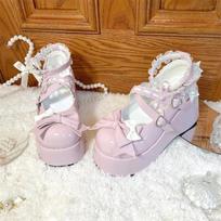 Kawaii Nėriniai Balti Lolita Batai Moterims Širdelės Sagtis Platforma Mary Janes Japoniško Stiliaus Lakinės Odos Jk Batai 35EU/CN36 rožinė