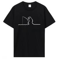 La Linea Žvejybos marškinėliai Naujovė Grynos medvilnės viršutiniai drabužiai Apvali apykaklė Harajuku marškinėliai Gimtadienio dovana Drabužiai Unisex Streetwear marškinėliai S juoda