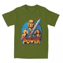 Visatos meistrų galios vaikino He-Man marškinėliai, vyriški, moteriški, medvilniniai, humoro He-Man animacinių filmukų marškinėliai trumpomis rankovėmis S armijos žalia spalva