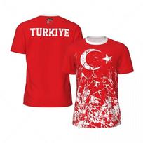 Madingi Turkijos Vėliavos Futbolo Marškinėliai Atsitiktiniai Vasariniai Trumpomis Rankovėmis Vyriški 3D Spausdinti Sportiniai Marškinėliai Laisvi Gatvės Greitai Džiūstantys Marškinėliai Viršutiniai Drabužiai S