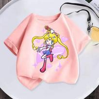 Vasaros nauji vaikiški marškinėliai Anime Mergaitė Mėnulis T-shirt Madingi miela mergaitė anime Harajuku stiliaus trumpomis rankovėmis T-shirt viršus 100