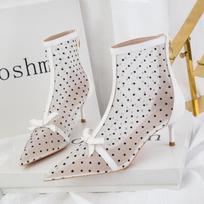 Moteriški Batai Elegantiški Kulniukai Seksualūs Smailūs Šventiniai Taškeliai Madingi Tinklelio Kvėpuojantys Vasariniai Laisvalaikio Moteriški Taškeliai Tuščiaviduriai Kaspinėliai 34 balta