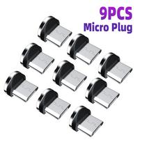 9 vnt. keitiklio įkrovimo kabelio adapteris mobiliajam telefonui 360 laipsnių pasukami magnetiniai antgaliai atsarginės dalys lengvai valdomas patvarus 9pcs Micro USB
