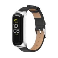 Skirta Samsung Galaxy Fit 2 MIJOBS Metalinis dėklas Mikropluošto odinė laikrodžio apyrankė For Samsung Galaxy Fit 2 juoda