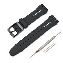 Silikoninė laikrodžio apyrankė 16mm 17mm 19mm 20mm Swatch vandeniui atspari spalvinga guminė apyrankė vyrams moterims sportinė apyrankė aksesuarai apyrankė 16mm juoda/balta