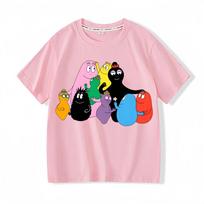 Vaikų marškinėliai Barbapapa Komiksų animacinis filmas Medvilniniai marškinėliai Manga animacinių filmų spaudinys Vaikams 100% medvilnė Marškinėliai Naujas raštas Drabužiai Viršutiniai drabužiai 100 rožinė