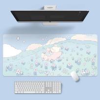Ypač didelis animacinis gėlės pelės kilimėlis - Mielas stalo kilimėlis nešiojamam kompiuteriui ir klaviatūrai 80x30cm, 2mm thick