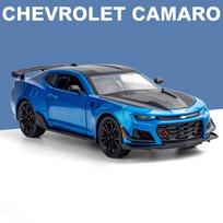 Diecast 1:24 Chevrolet Camaro Lydinio Sportinio Automobilio Modelis Garsas ir Šviesa Atgal Traukiamas Metalinis Transporto Priemonės Modelis Žaislai Vaikams Berniukų Dovanos mėlyna