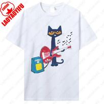 Pete The Cat Rockin Marškinėliai Juokingi Moteriški Marškinėliai Kawaii Retro Trend Šaunūs Gatvės Marškinėliai Aukštos Kokybės Medvilniniai Marškinėliai Camisetas Mujer S