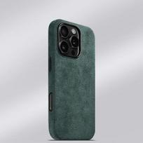 Italija Magnetinis dėklas iPhone 12 13 14 15 16 Pro Max Premium telefono dėklas Importuota zomšinė oda Visiškai apgaubiantys galiniai dėklai For iPhone 16 Pro Max žalia