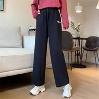 Women's Khaki Pinstripe Wool Wide-Leg Trousers: Autumn 2025 Retro Straight-Leg, Floor-Length, Thickened Casual Pants Medium gray