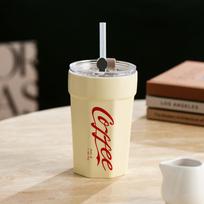 Didelės vertės „Coke“ puodelis, didelės talpos, imituojantis termosą, su šiaudeliu, studentų vandens puodelis, didelės talpos kavos puodelis, keramikinis puodelis 500ml