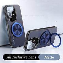 Cases For Infinix Note 50 Pro 360° Magnetic Ring Stand Matte Phone Case For INFINIX Hot 50 Pro Plus Lens Film Kickstand Cover For Tecno Camon 40 Pro Note 50 Pro mėlyna