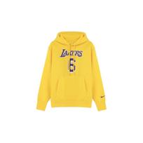 Nike Los Andželo „Lakers“ LeBronas Jamesas #6 su pamušalu iš fliso užtraukiamas gobtuvas su vientisos spalvos raidžių spauda vyriškas gobtuvas geltonas DB1182-728 L